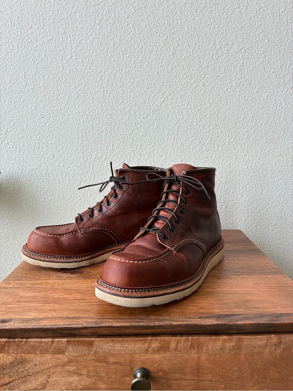 Red Wing Shoes Brown Leather Moc Toe Lace-Up Boots